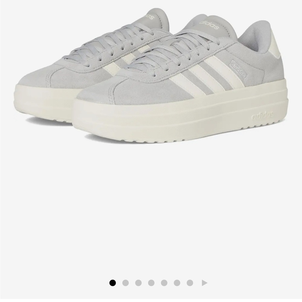 Adidas Women's Light Gray and Cream Platform Sneakers